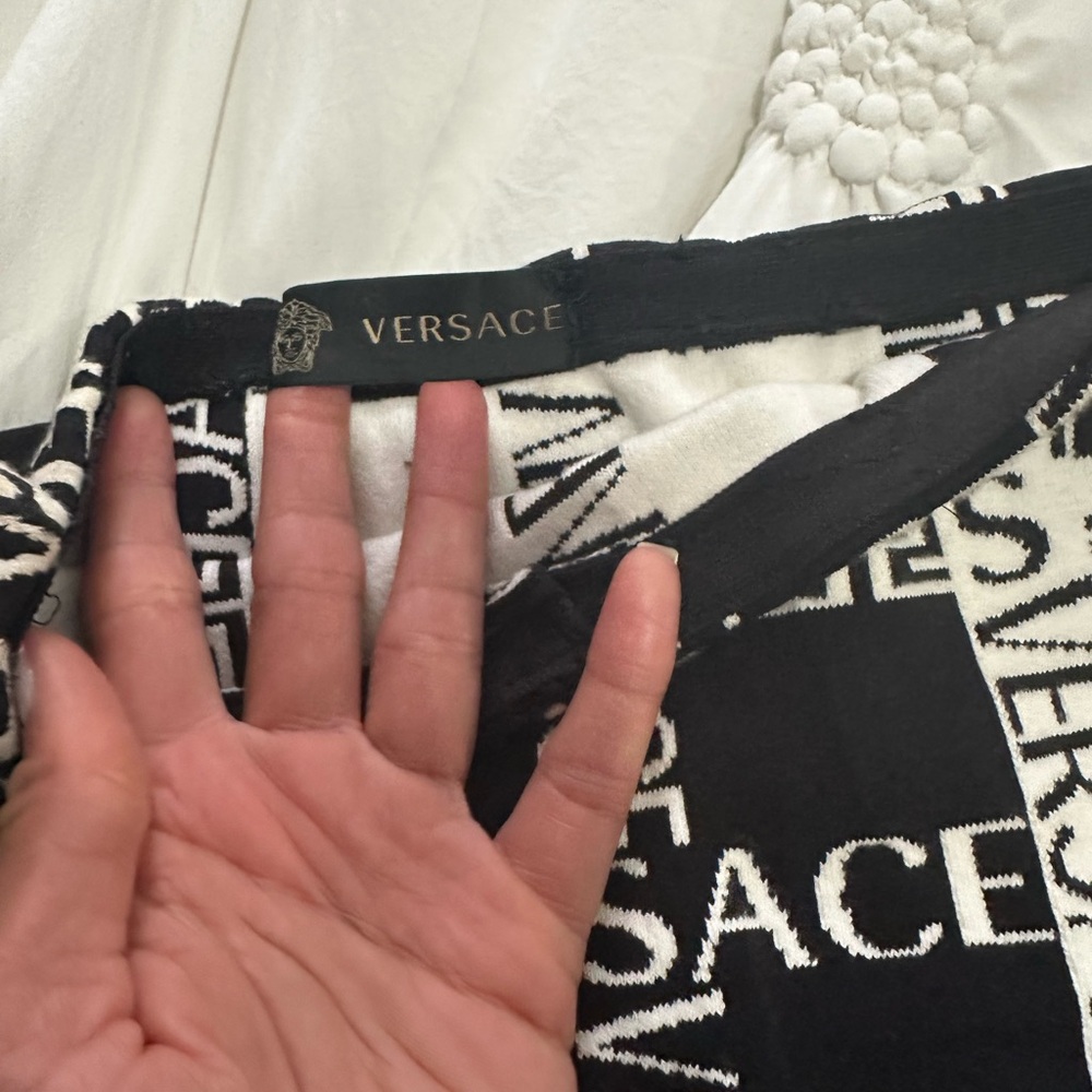 Versace Black & White Logo Knit Top Panel